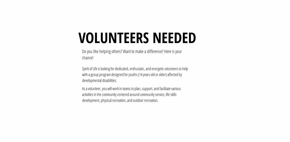 Volunteer needed 1